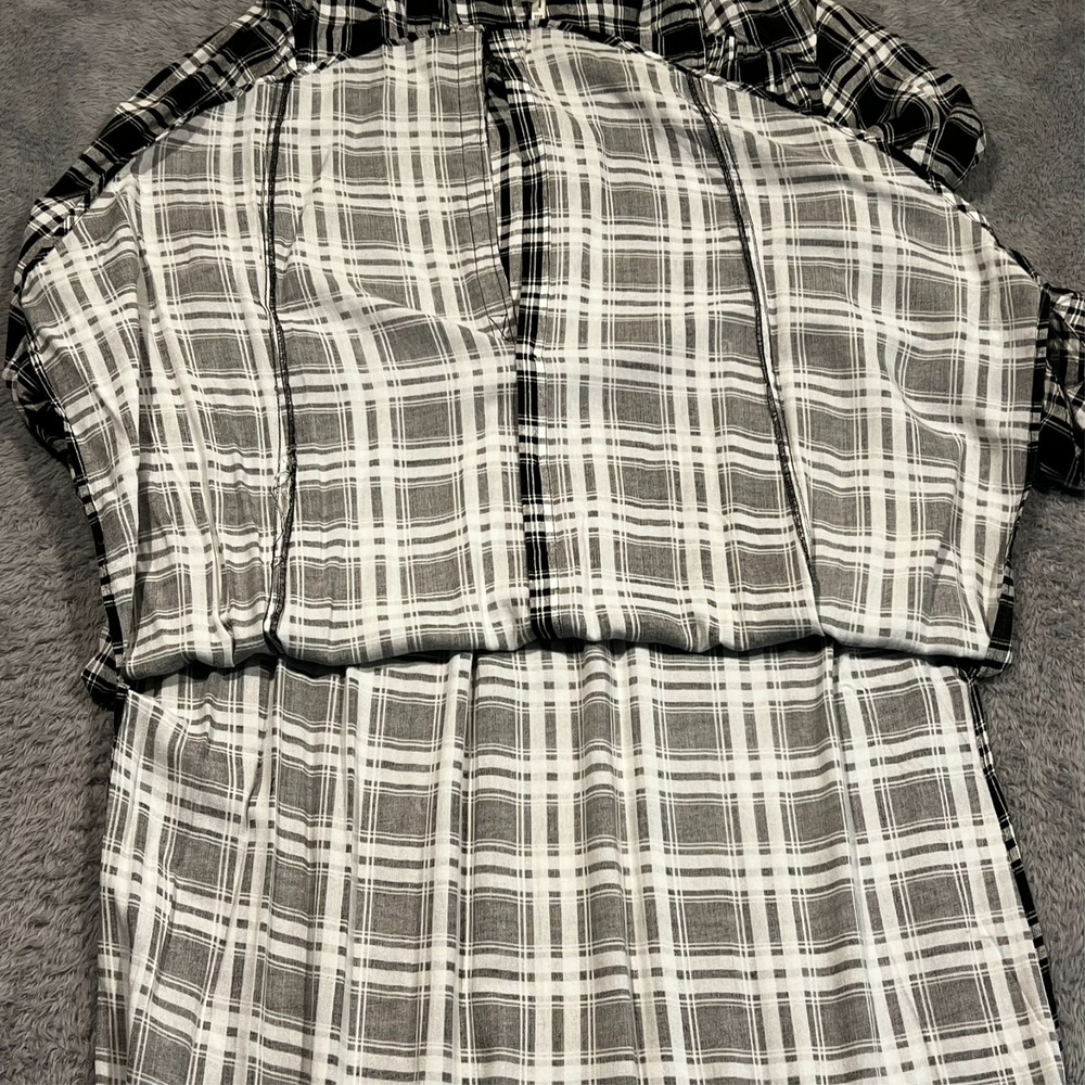 Live 4 Truth Plaid Shirt Dress‎ Duster 3/4 Roll Tab Sleeve Grunge Women's 22/24 - Picture 16 of 16